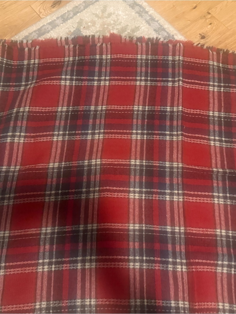 Red Plaid Fringe Scarf